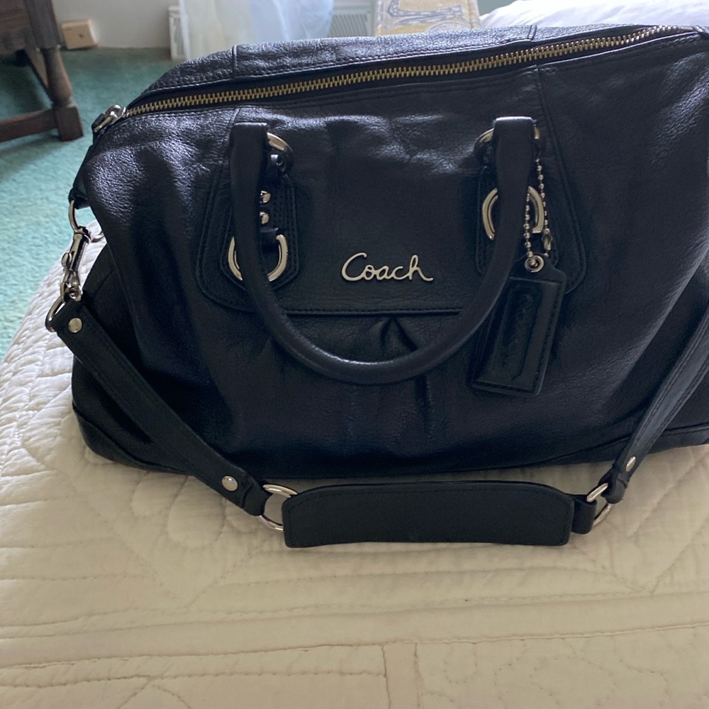 Black mid size coach purse fair condition